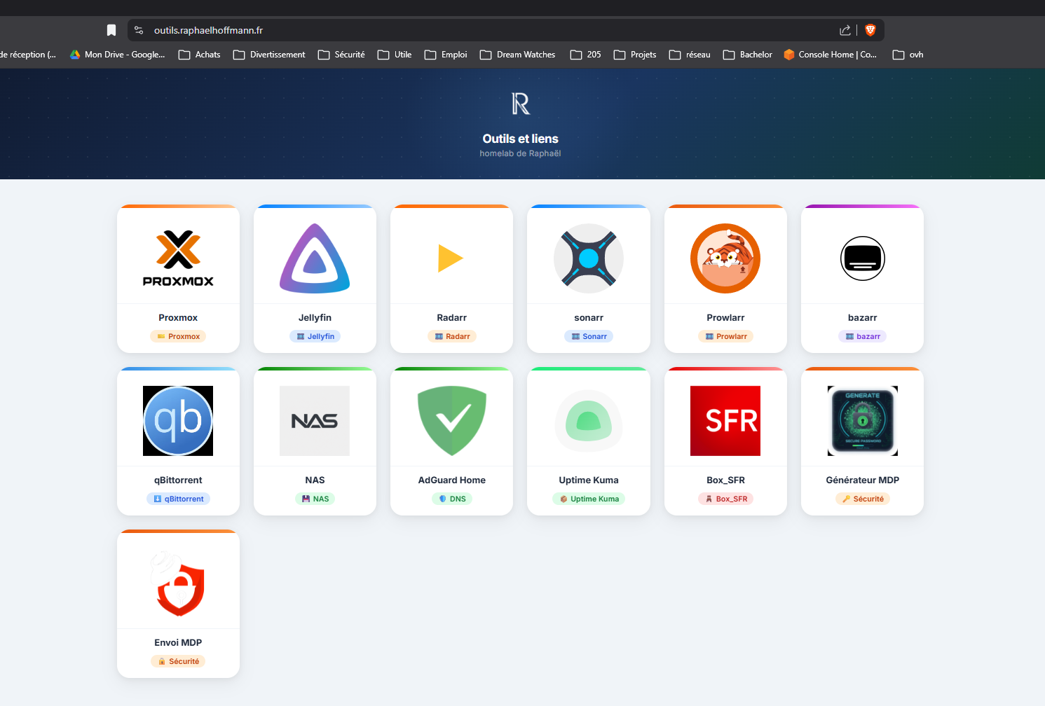 Dashboard statique des services de mon Homelab